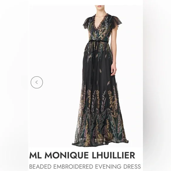 green emerald velvet dress Floral Embroidered Sequin Gown 12 / Sky Blue